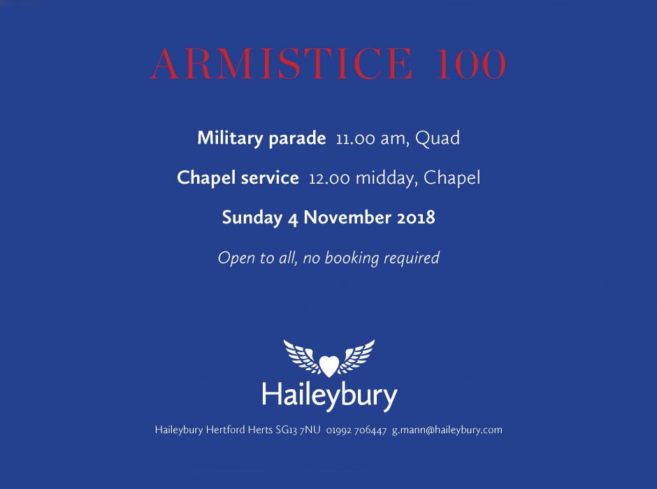 Haileybury hosts Armistice Centenary commemoration Haileybury