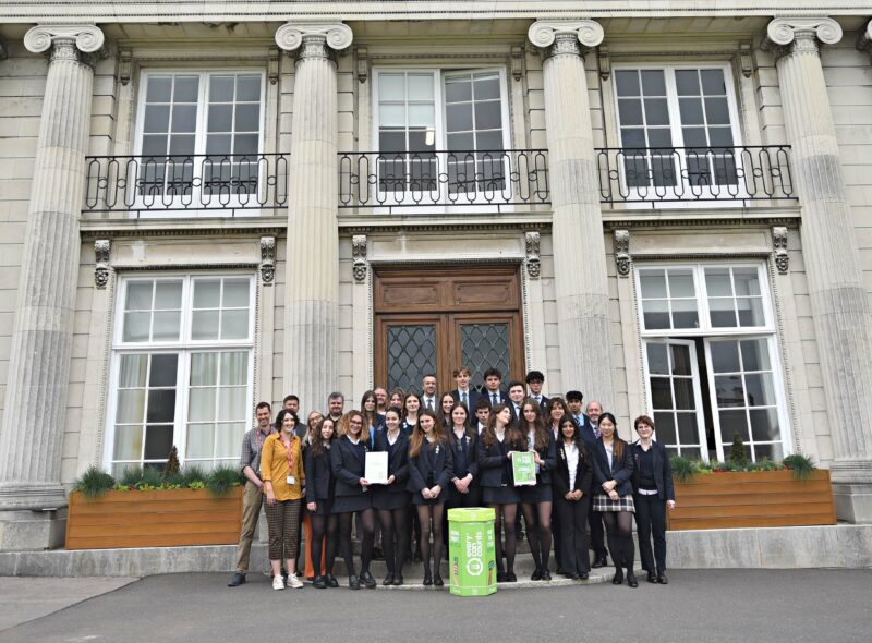 Haileybury presented with a Green Can Award in recognition of pupils’ recycling effort